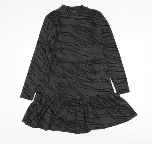 Oasis Womens Black  Polyester Skater Dress  Size S  Round Neck Pullover