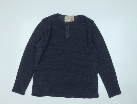 sandstone Mens Blue Round Neck  Cotton Pullover Jumper Size S