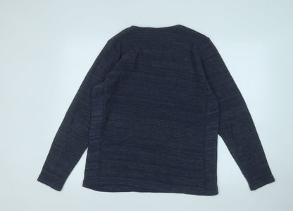 sandstone Mens Blue Round Neck  Cotton Pullover Jumper Size S