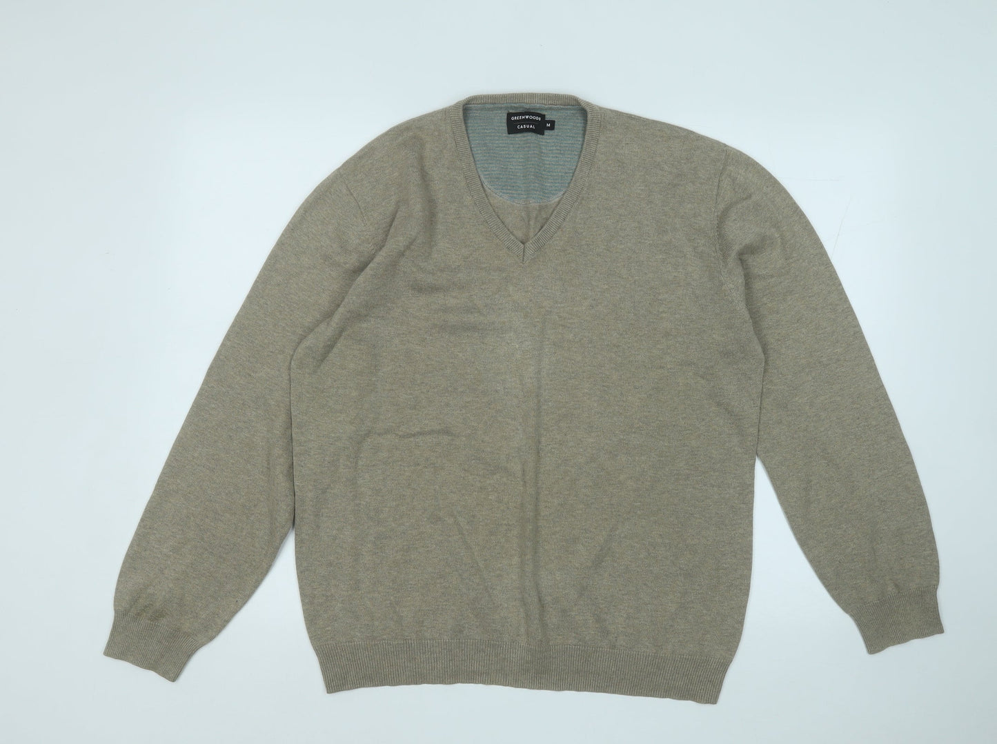 Greenwoods Mens Beige Round Neck  Cotton Pullover Jumper Size M