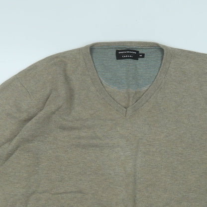 Greenwoods Mens Beige Round Neck  Cotton Pullover Jumper Size M