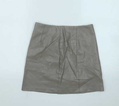 New Look Womens Brown  Polyester A-Line Skirt Size 8