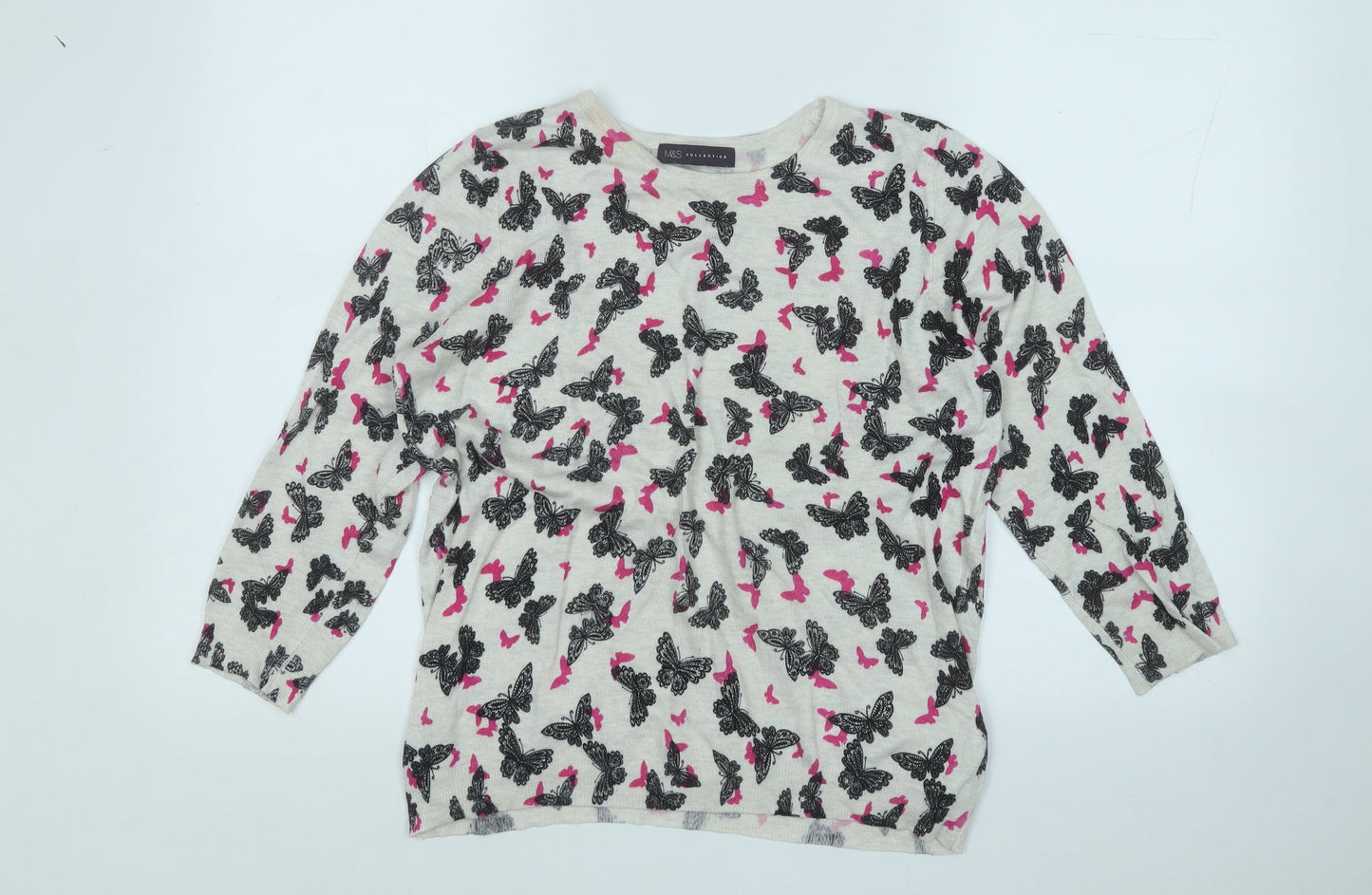 Womens UK Size 14 Marks and Spencer White Pullover Jumper
