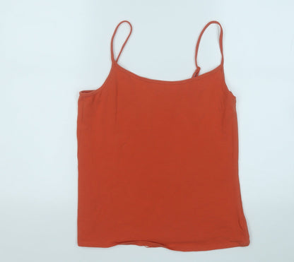 George Womens Orange  Cotton Basic Tank Size 14 Round Neck