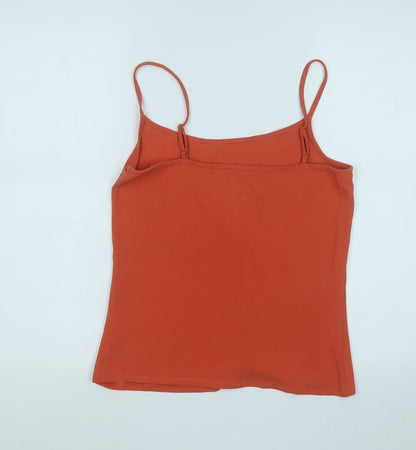 George Womens Orange  Cotton Basic Tank Size 14 Round Neck
