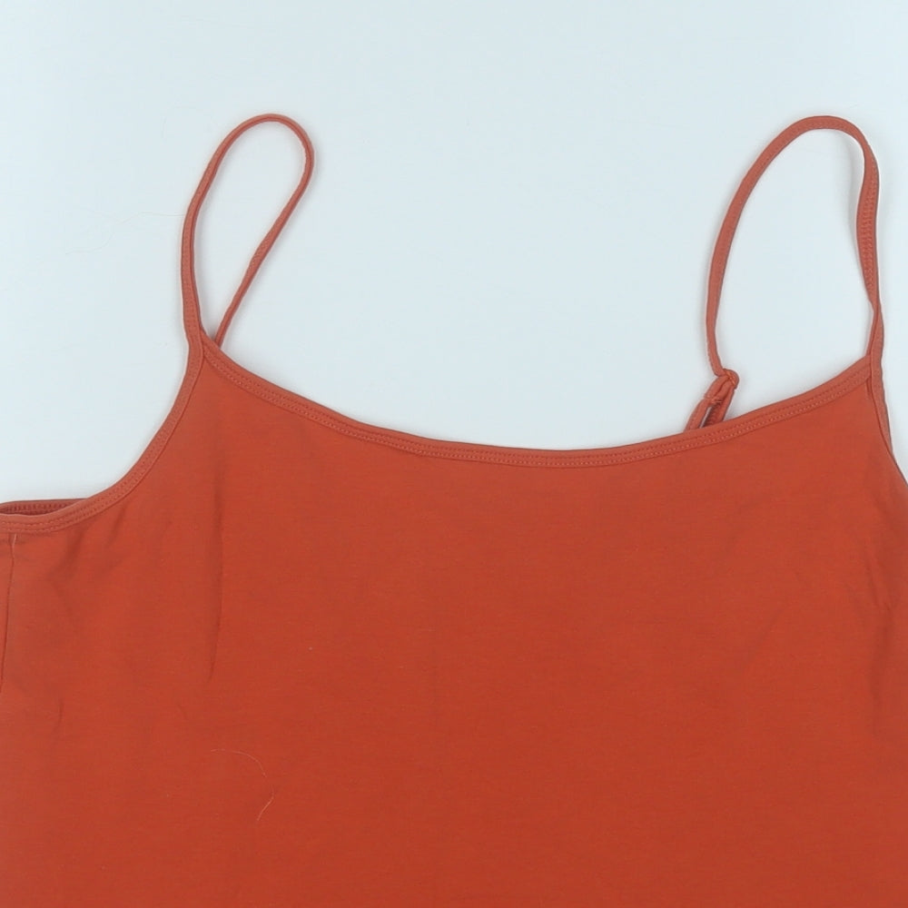 George Womens Orange  Cotton Basic Tank Size 14 Round Neck