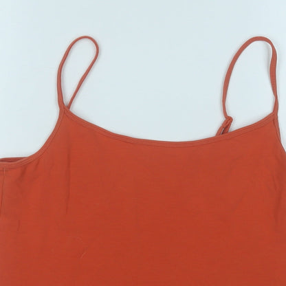 George Womens Orange  Cotton Basic Tank Size 14 Round Neck