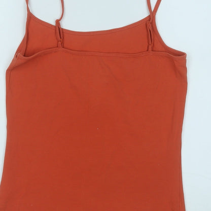 George Womens Orange  Cotton Basic Tank Size 14 Round Neck