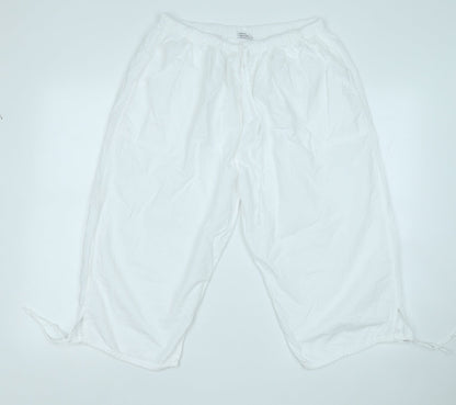 Elaine Womens White  Cotton Capri Trousers Size 3XL  Regular
