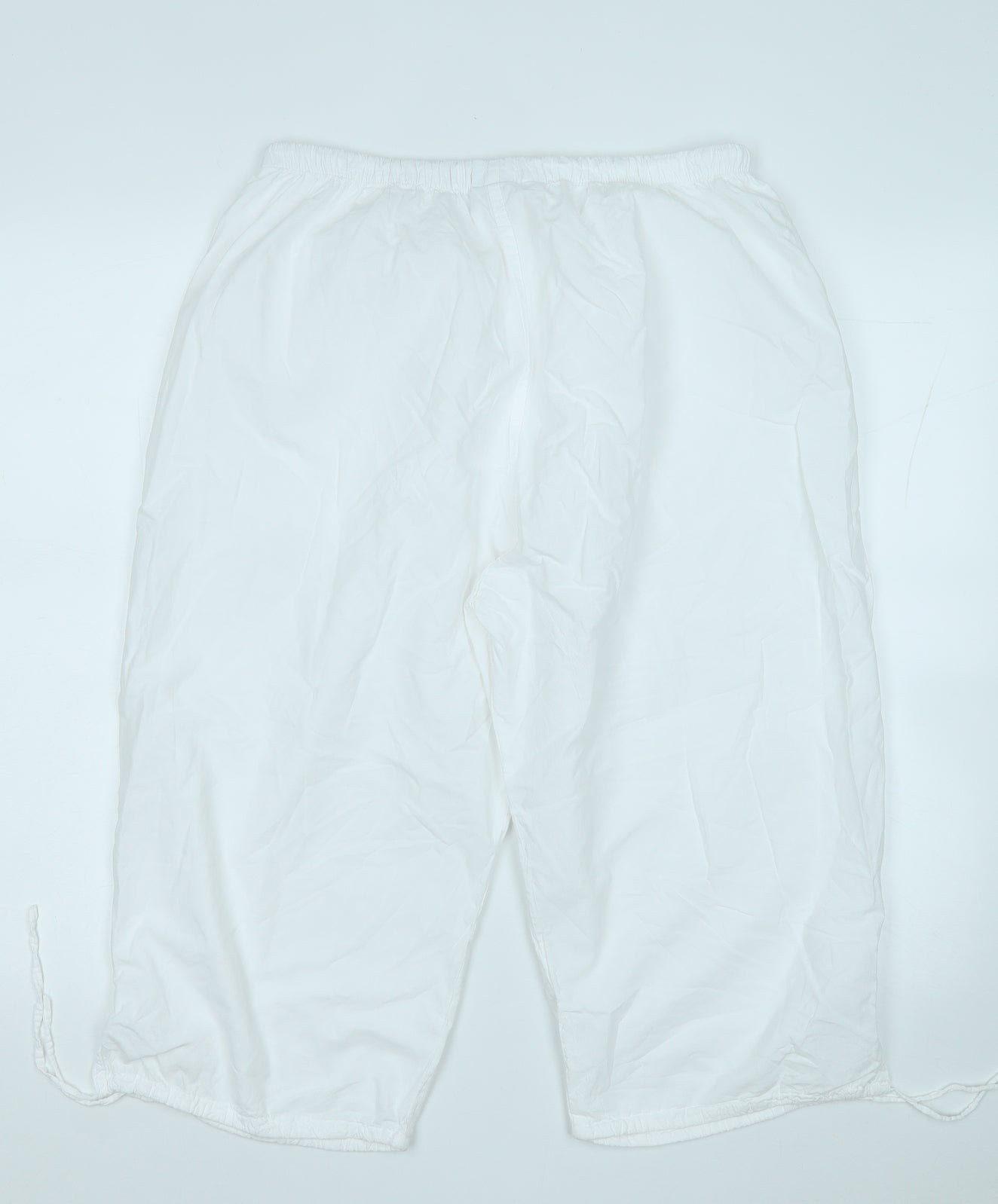 Elaine Womens White  Cotton Capri Trousers Size 3XL  Regular