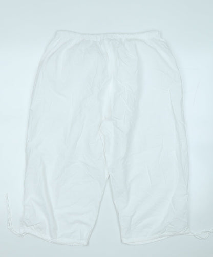 Elaine Womens White  Cotton Capri Trousers Size 3XL  Regular