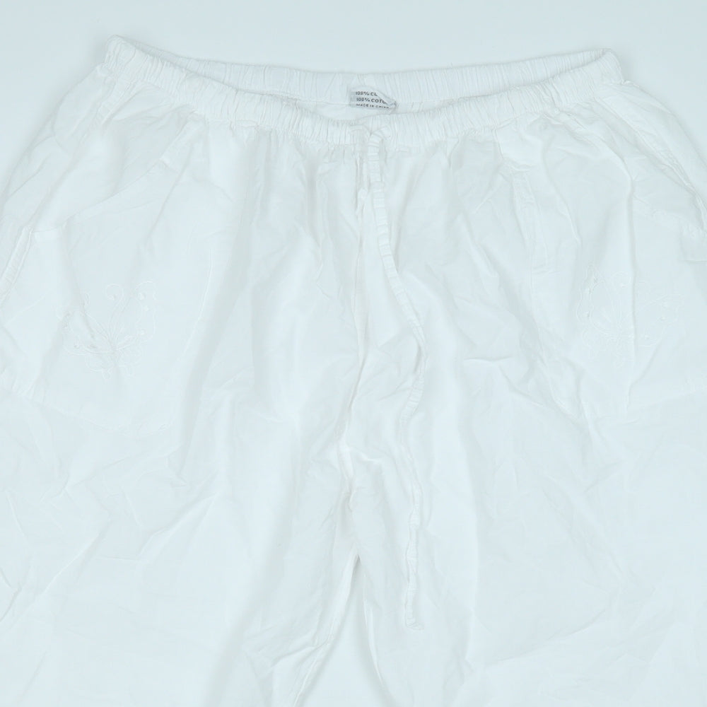 Elaine Womens White  Cotton Capri Trousers Size 3XL  Regular