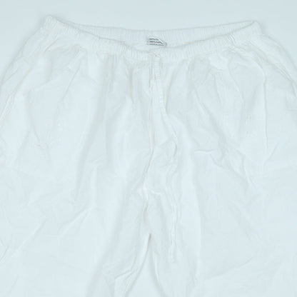Elaine Womens White  Cotton Capri Trousers Size 3XL  Regular