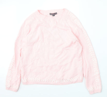 Metric Womens Pink Round Neck  Cotton Pullover Jumper Size S