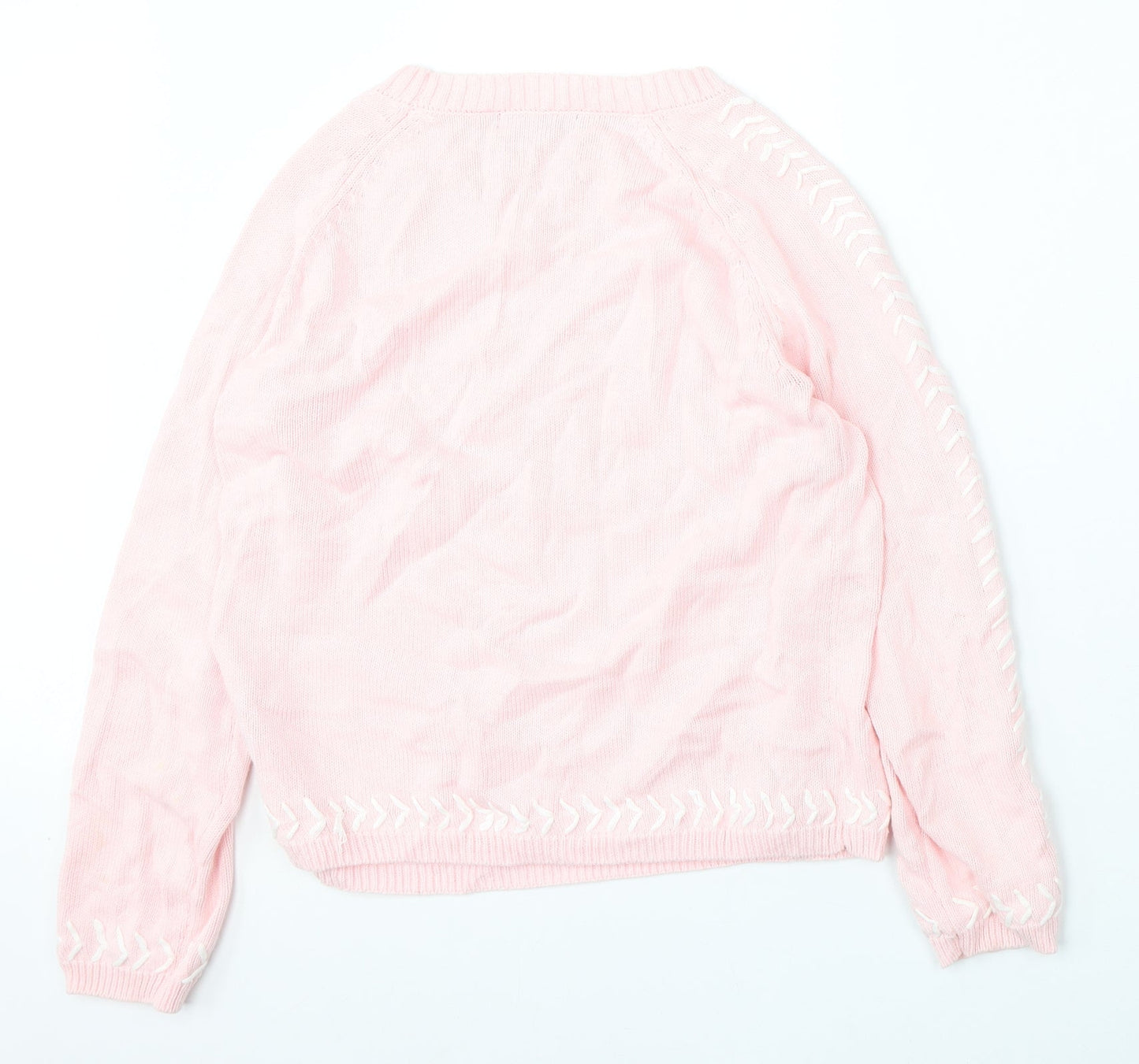Metric Womens Pink Round Neck  Cotton Pullover Jumper Size S