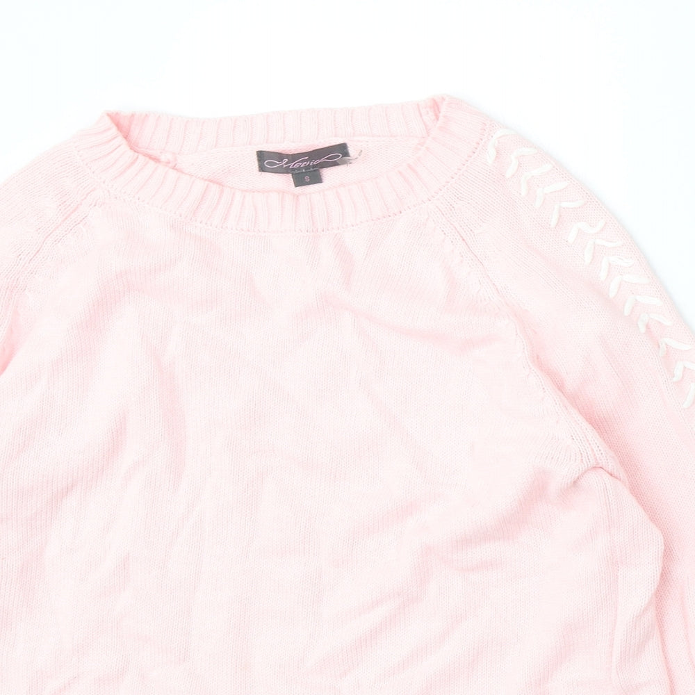 Metric Womens Pink Round Neck  Cotton Pullover Jumper Size S