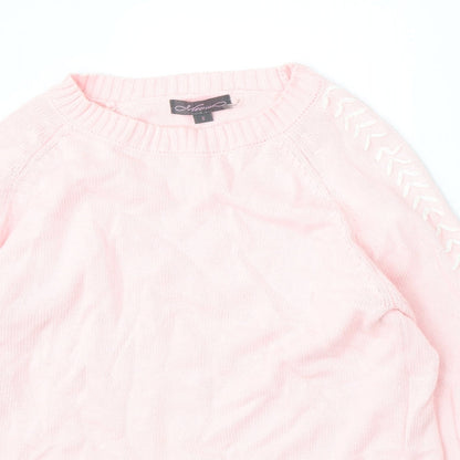 Metric Womens Pink Round Neck  Cotton Pullover Jumper Size S