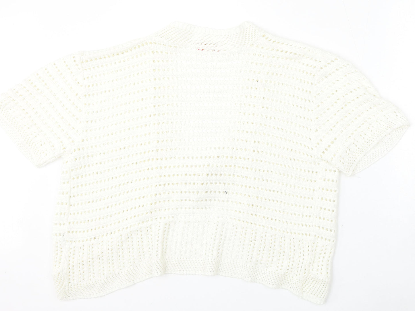 Beil Womens White V-Neck  Cotton Cardigan Jumper Size L