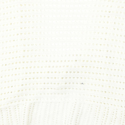 Beil Womens White V-Neck  Cotton Cardigan Jumper Size L