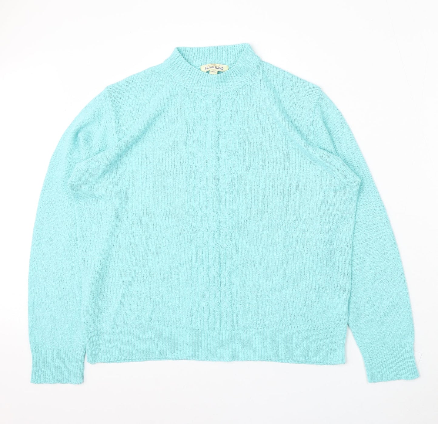 Classics Womens Blue Round Neck  Acrylic Pullover Jumper Size 16