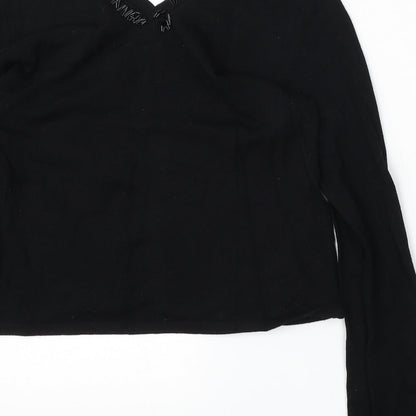 Linea Womens Black V-Neck  Viscose Pullover Jumper Size L