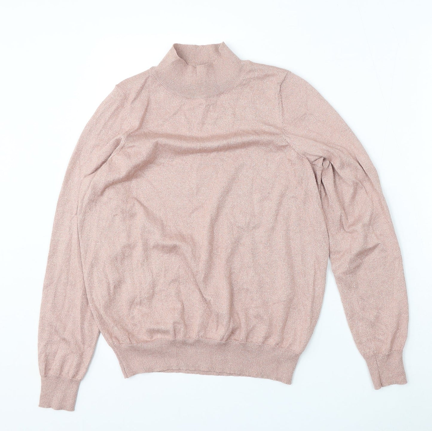 F&F Womens Pink Mock Neck  Viscose Pullover Jumper Size 12