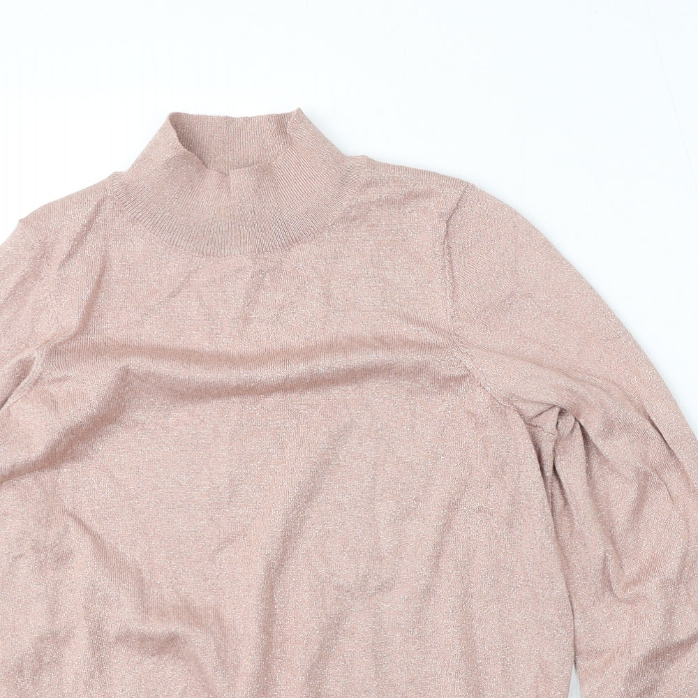 F&F Womens Pink Mock Neck  Viscose Pullover Jumper Size 12