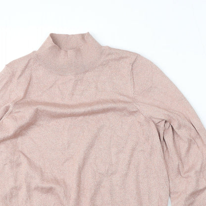 F&F Womens Pink Mock Neck  Viscose Pullover Jumper Size 12