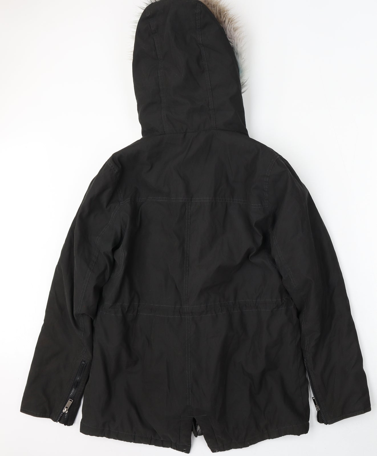 Womens UK Size M FOREVER 21 Black Parka Coat