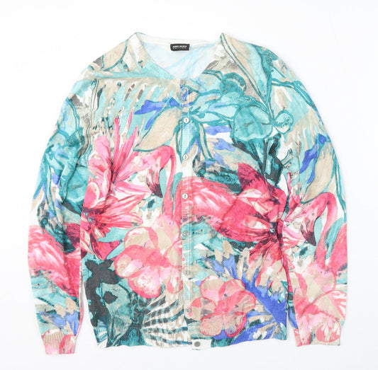 Gerry Weber Womens Multicoloured Round Neck Floral Polyester Cardigan Jumper Size M