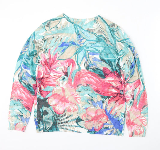 Gerry Weber Womens Multicoloured Round Neck Floral Polyester Cardigan Jumper Size M