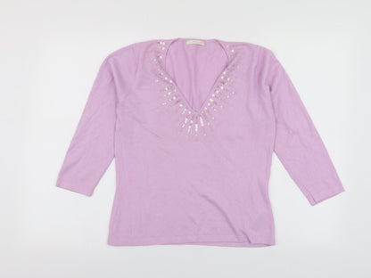 Womens UK Size 12 M&S Purple Pullover Jumper