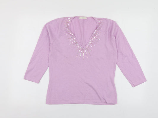 Womens UK Size 12 M&S Purple Pullover Jumper