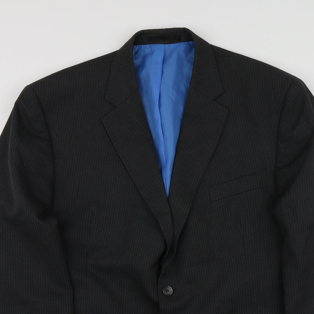 F&F Mens Grey Striped Polyester Jacket Suit Jacket Size 46
