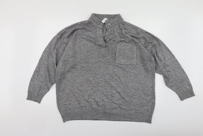 HARVEST MOON Womens Grey V-Neck  Acrylic Pullover Jumper Size 14