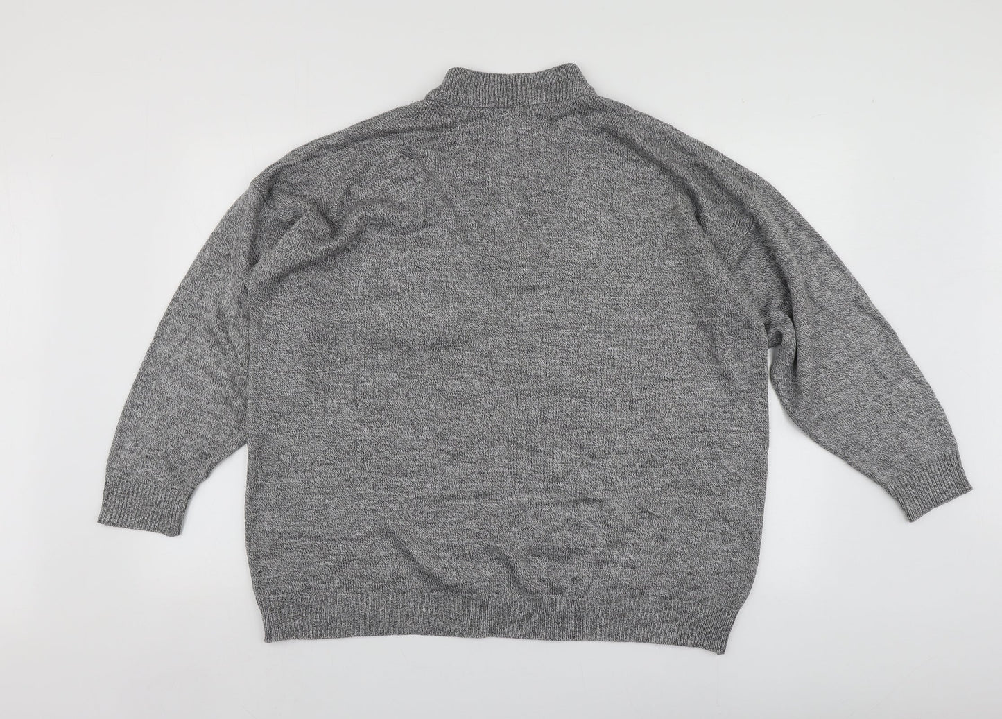 HARVEST MOON Womens Grey V-Neck  Acrylic Pullover Jumper Size 14