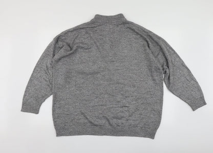 HARVEST MOON Womens Grey V-Neck  Acrylic Pullover Jumper Size 14