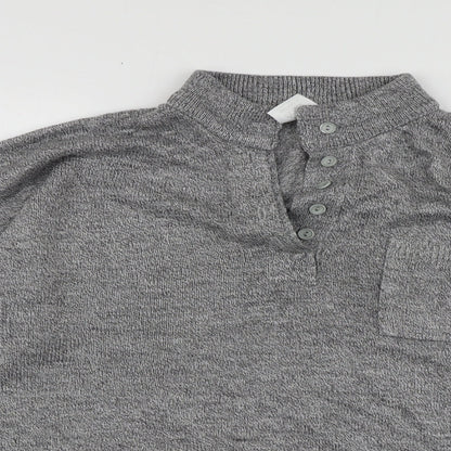 HARVEST MOON Womens Grey V-Neck  Acrylic Pullover Jumper Size 14