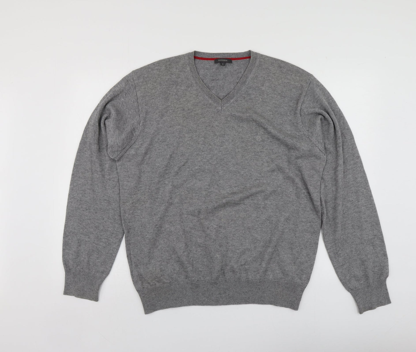 REDGREEN Mens Grey V-Neck  Acrylic Pullover Jumper Size XL