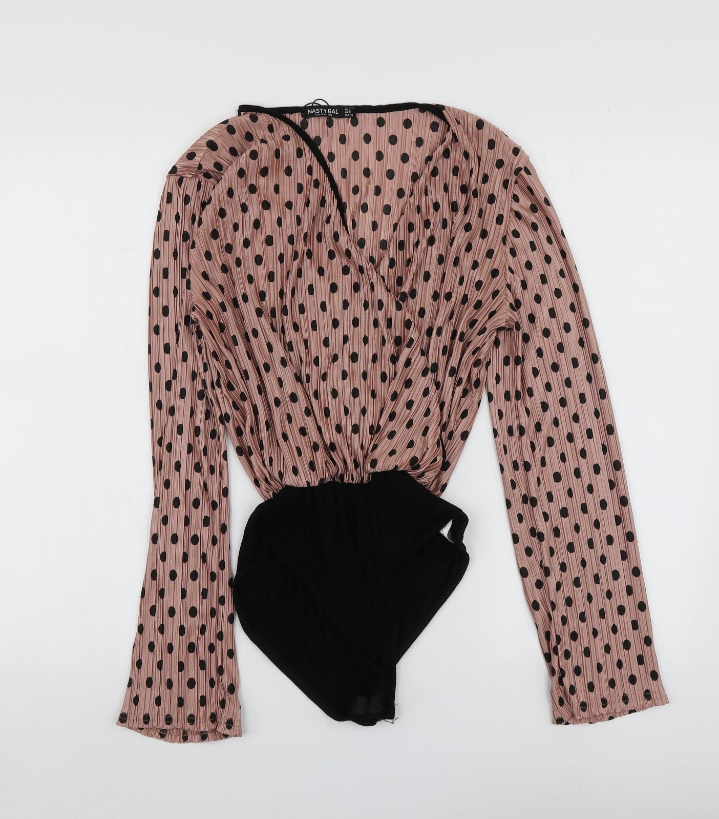 Nasty Gal Womens Pink Polka Dot Polyester Bodysuit One-Piece Size 8