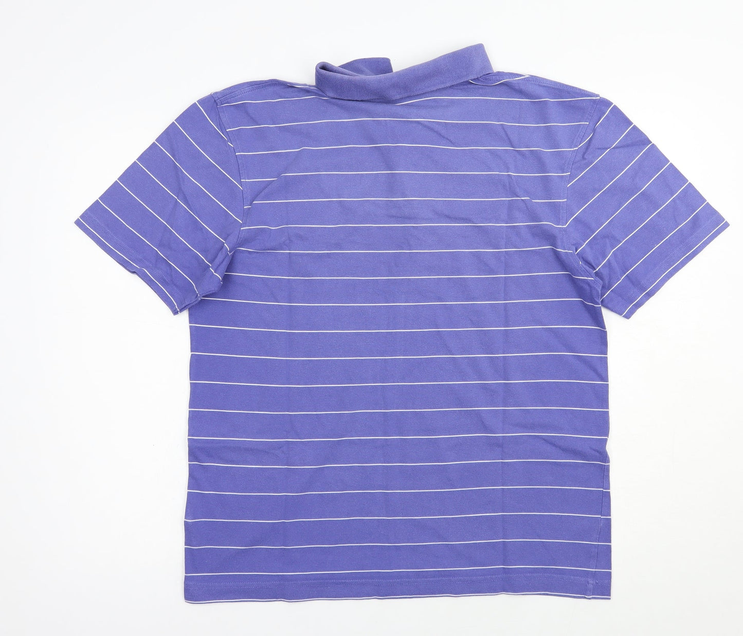 Dunnes Stores Mens Purple Striped Cotton  Polo Size M Collared Button