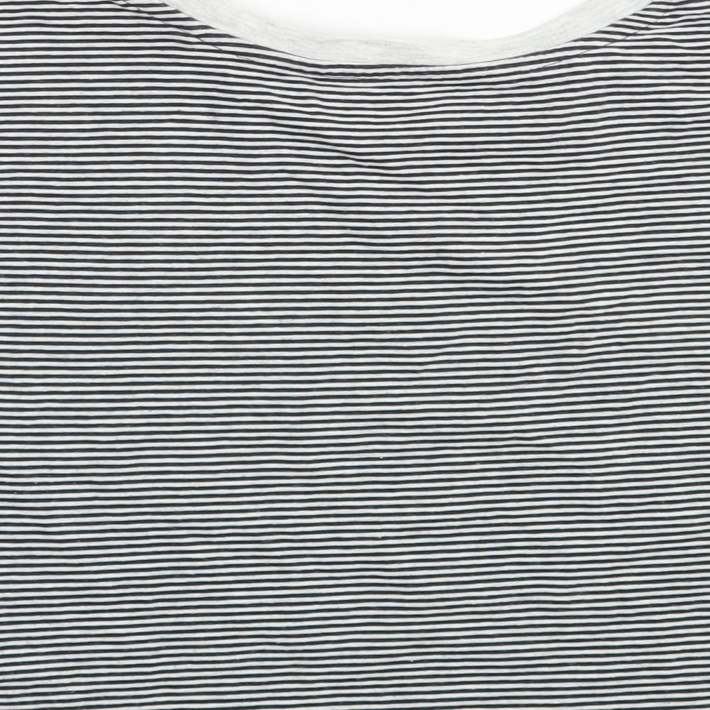 TU Girls Black Striped Cotton Basic T-Shirt Size 9 Years Boat Neck Pullover - Summer Days