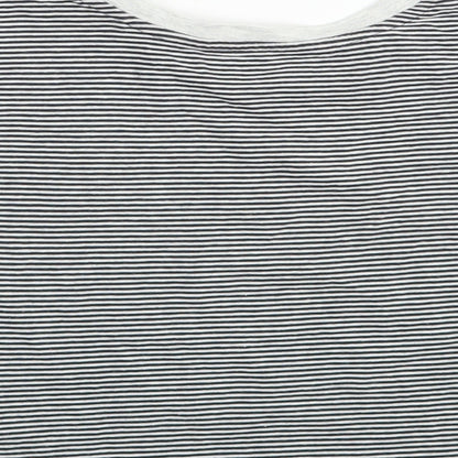 TU Girls Black Striped Cotton Basic T-Shirt Size 9 Years Boat Neck Pullover - Summer Days