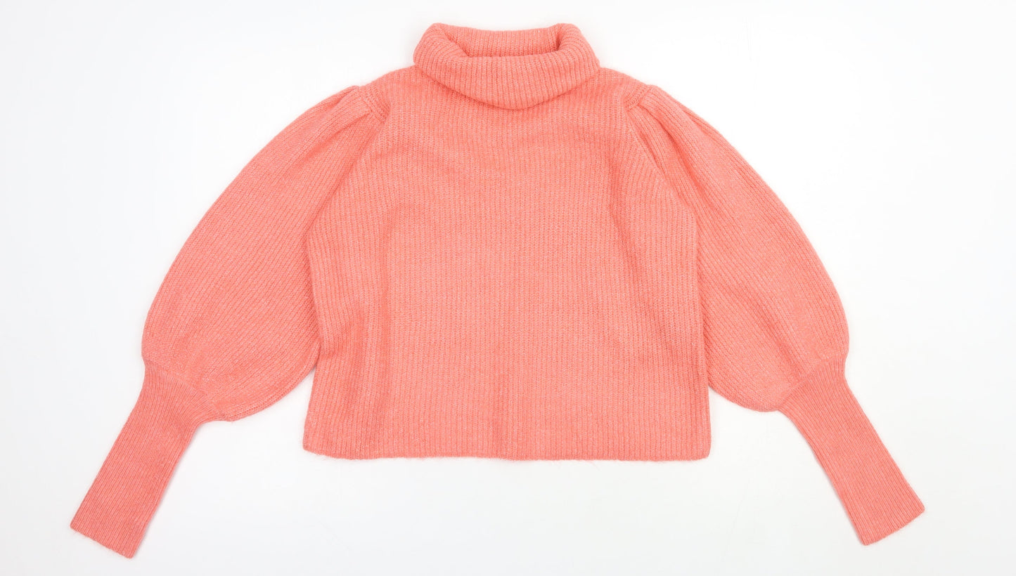 George Womens Pink Roll Neck  Acrylic Pullover Jumper Size M