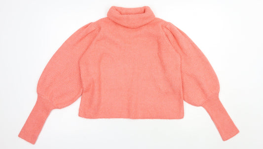 George Womens Pink Roll Neck  Acrylic Pullover Jumper Size M