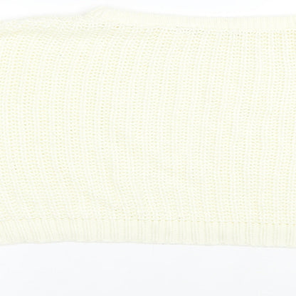 Brave Soul Womens Ivory Boat Neck  Acrylic Pullover Jumper Size M   - Cropped