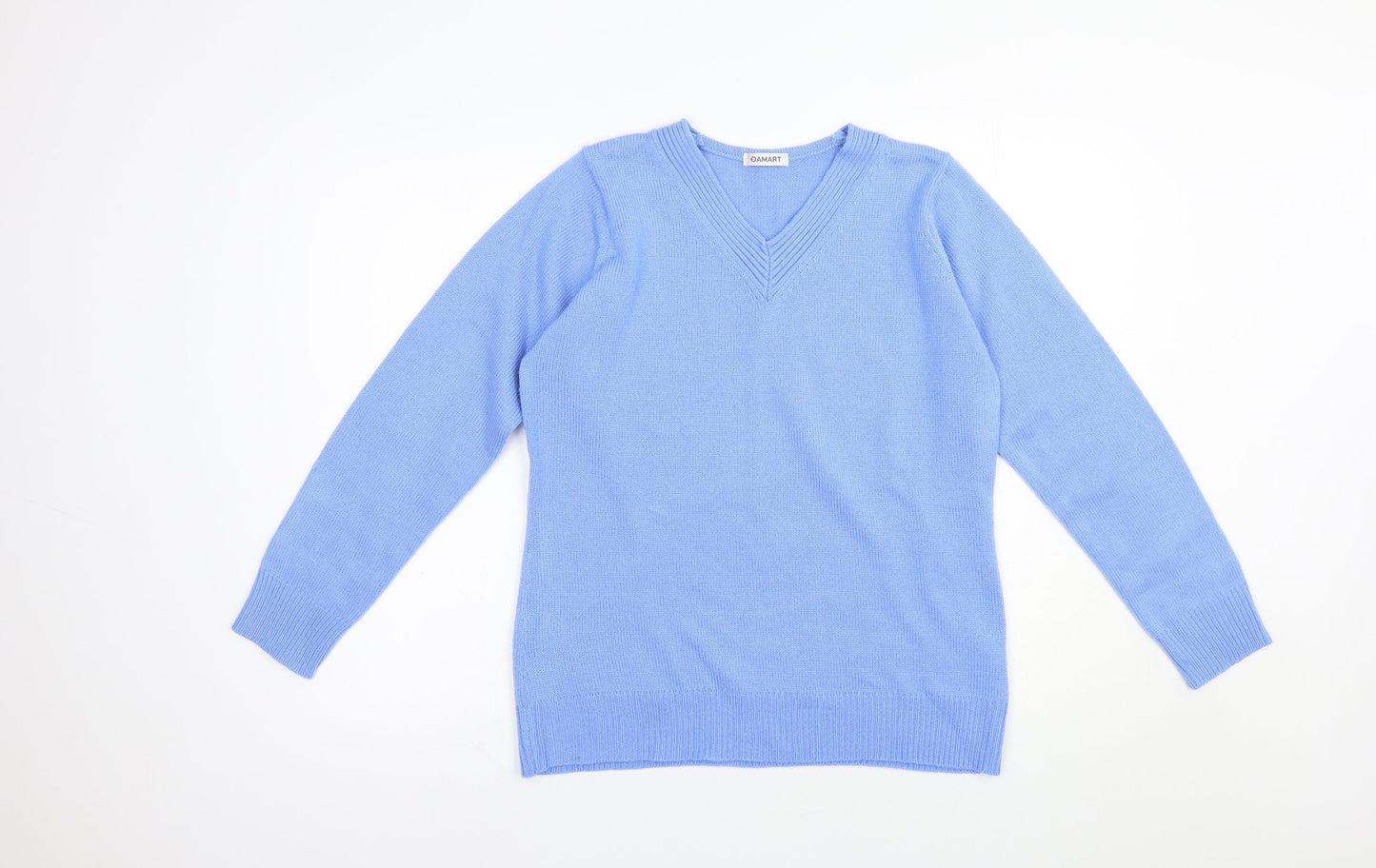 Damart Womens Blue V-Neck  Acrylic Pullover Jumper Size 10