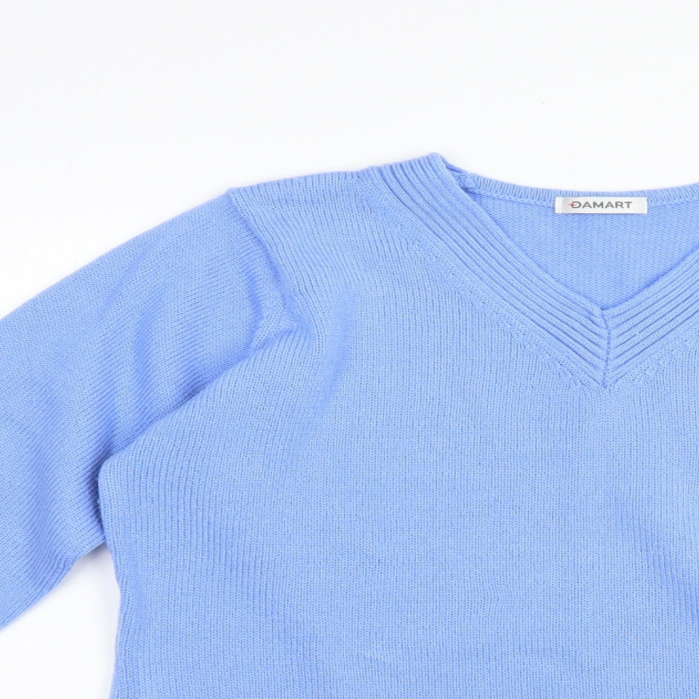 Damart Womens Blue V-Neck  Acrylic Pullover Jumper Size 10