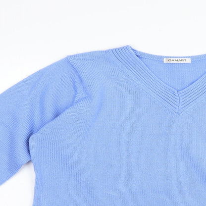 Damart Womens Blue V-Neck  Acrylic Pullover Jumper Size 10
