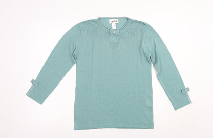 Womens UK Size 10 Afibel Green Pullover Jumper